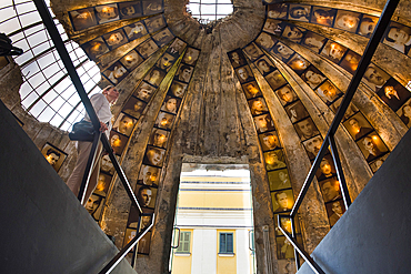 Entrance of Bunk'art 2 exhibiting photos of convicts by the communist regime between 1912 and 1991, Abdi Toptani Street in downtown Tirana, Albania, Europe