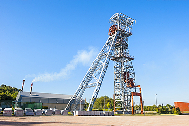Headframe of the former mine shaft named Saint-Joseph, Saint-Eloy-les-Mines, Puy-de-Dome department, Auvergne-Rhone-Alpes region, France, Europe