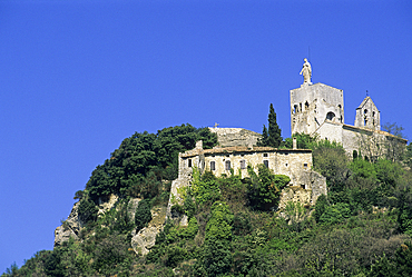 Knights Templar Tower overlooking the village of Clansayes,Drome department,region of Rhone-Alpes,France,Europe