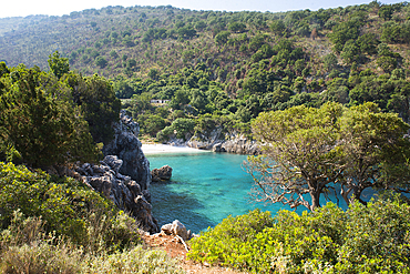 Cove and beach of Brisana, Peninsula of Karaburun, within the Karaburun-Sazan Marine Parc, Vlore Bay, Albania, Europe