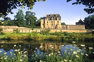 Castle on the bank of the Canal of Nivernais,Nievre department, region of Burgundy, center of France,Europe