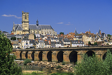 Loire river at Nevers,Nievre department, region of Burgundy, center of France,Europe