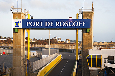 Ferryboat landing stage, port of Roscoff,Finistere department,Region of Brittany,France,Europe