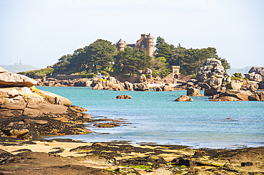 Castle and islet of Costaeres,Tregastel,Cotes-d'Armor department,Region of Brittany,France,Europe