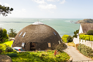 House with hemispherical roof covered with wooden tiles,Trebeurden,Cotes-d'Armor department,Region of Brittany,France,Europe