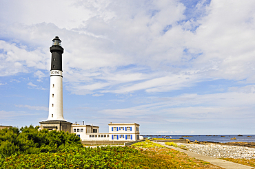 Main lighthouse of Goulenez, Ile de Sein,off the coast of Pointe du Raz,Finistere department,Brittany region,west of France,western Europe