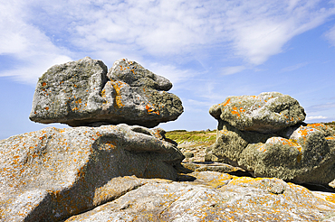 Remarkable rocks on Ile de Sein,off the coast of Pointe du Raz,Finistere department,Brittany region,west of France,western Europe