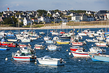 Boats at anchor in the marina of Esquibien at Audierne,Finistere department,Brittany region,west of France,western Europe