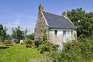 Former small fisherman house, now holiday cottage, in the village of Plomarch,Douarnenez,Finistere department,Brittany region,west of France,western Europe