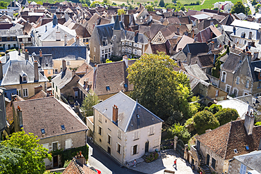 View of the city centre from the top of the Tour des Fiefs, Sancerre, Cher department, Historic province of Berry, Centre-Val de Loire region, France