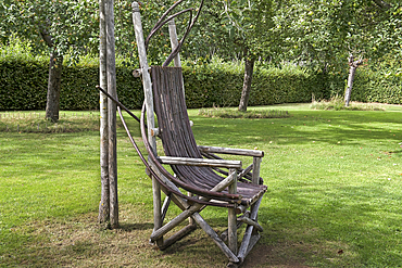 Bench made with trellis, Gardens of the Priory of Our Lady of Orsan (French:Prieure Notre-Dame d'Orsan), Department of Cher, Historic Province of Berry, Centre-Val de Loire region,France