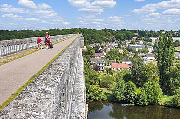 Viaduct (from 1880) over the Creuse river,Le Blanc,Indre department,province of Berry,region of Centre,France,Europe