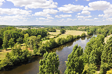Creuse River viewed from the top of the Viaduct,Le Blanc,Indre department,province of Berry,region of Centre,France,Europe