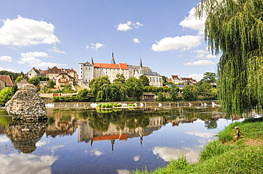 Saint-Gaultier city on the Creuse river bank,Indre department,province of Berry,region of Centre,France,Europe