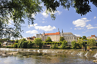 Saint-Gaultier city on the Creuse river bank,Indre department,province of Berry,region of Centre,France,Europe