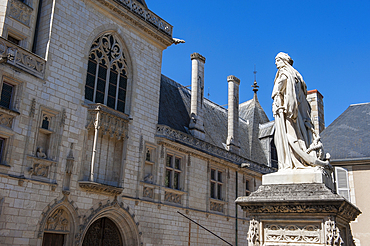 Statue and Jacques Coeur's palace, Bourges, Cher department, Province of Berry, Centre-Val de Loire region, France