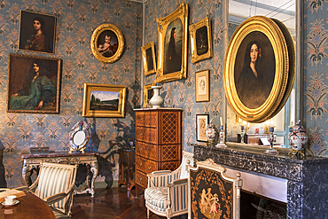 Portrait of George Sand (on the right) in the Large Lounge, House of George Sand , Nohant-Vic, Department of Indre, Historic Province of Berry, Centre-Val de Loire region,France
