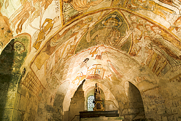 Frescoes in the crypt of Saint-Laurent-et-Notre-Dame Church, Gargilesse-Dampierre, Department of Indre, Historic Province of Berry, Centre-Val de Loire region,France