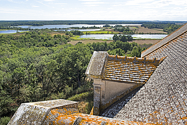 Brenne Regional Natural Park seen from a tower of the Chateau du Bouchet, Indre department, Historic province of Berry, Centre-Val de Loire region, France