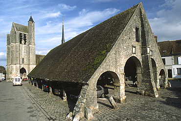 Covered market at Egreville,, Seine-et-Marne department, Ile-de-France region, France,Europe