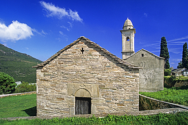 Chapel Notre-Dame des Neiges and church Santa Maria Assunta at Brando, commune of Cap Corse, Haute-Corse department, Northern Corsica,France,Europe