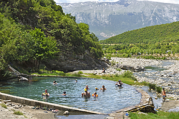 Hot Springs at the Langarice Canyon, Vjosa (Vjose) River, Albania, Europe