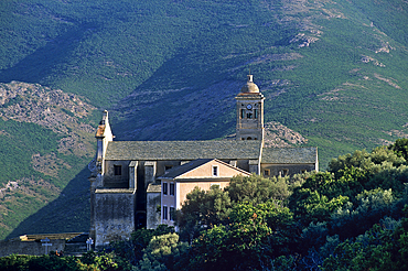 Sant Agnellu church at Bettolace hamlet of Rogliano, village of Cap Corse, Haute-Corse department,Northern Corsica,France,Europe