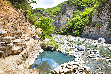 Hot Springs at the Langarice Canyon, Vjosa (Vjose) River, Albania, Europe