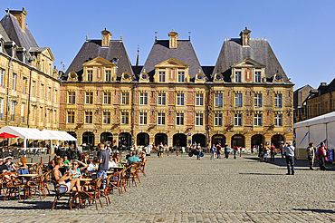 Cafe terrace on Place Ducale,Charleville-Mezieres,Ardennes departement,Champagne-Ardenne region,Northern France,Europe
