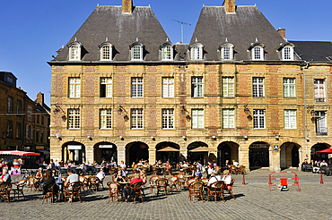 Cafe terrace on Place Ducale,Charleville-Mezieres,Ardennes departement,Champagne-Ardenne region,Northern France,Europe