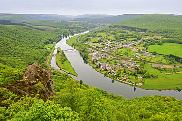Meander of the Meuse River at Fepin, near Haybes, viewpoint at Bois du Ridoux,Ardennes department,Champagne-Ardenne region of northeasthern France,Europe