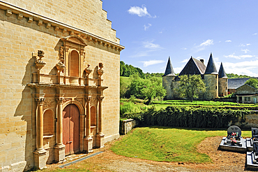 Our Lady Church and Abbey Castle (16th) in the village of Elan, near Sedan,Ardennes department,Champagne-Ardenne region of northeasthern France,Europe