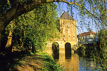 Ancient water mill over the Meuse River housing the Rimbaud Museum dedicated to the French poet Arthur Rimbaud (1854-1891),Charleville-Mezieres,Ardennes departement,Champagne-Ardenne region,Northern France,Europe