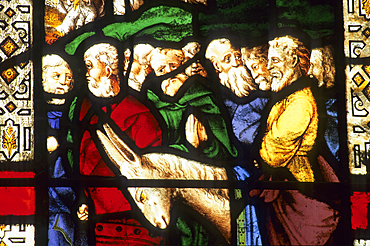 Stained glass window of Ste Madeleine church,Troyes,Aube department,Champagne-Ardenne region,France,Europe