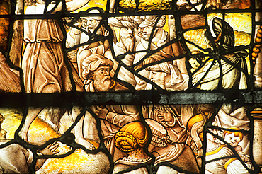 Stained glass window in grisaille,Saint Pantaleon Church,Troyes,Aube department,Champagne-Ardenne region,France,Europe