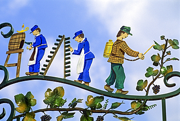 Wrought iron sign at Hautvillers, wine-producing village of Marne department, Champagne-Ardenne region,France,Europe
