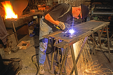 Xavier Babe, iron craftsman and wrought iron signs designer t Cramant, Marne department, Champagne-Ardenne region,France,Europe