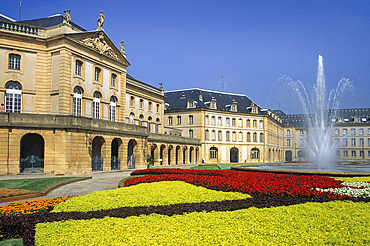 Flower bed in front of the Opera-Theater, Comedy square on Petit Saulcy island,Metz,Moselle department,Lorraine region,France,Europe