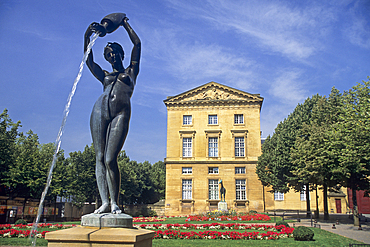 Fountain, sculpture, named La Source, by Charles Petre (1828-1907) in front of the law court palace,Metz,Moselle department,Lorraine region,France,Europe