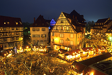 Christmas market,Former customs House square,Colmar,Haut-Rhin department,Alsace region,north-eastern France,Europe