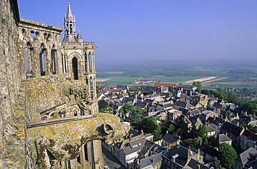 View over the old town from Cathedral's tower, Laon, Aisne department, Picardy region, northern France, Europe