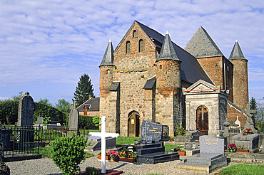 Fortified church Saint-Nicolas of Englancourt in the Thierache region, Aisne department, Picardy region, northern France, Europe