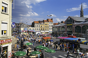 Flea market in Wazemmes district,Lille,Nord department,Nord-Pas-de-Calais region,France,Europe