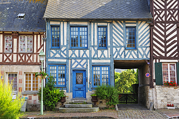 Half-timbering houses, Beaumont-en-Auge,Pays d'Auge,Calvados department,Lower Normandy region,Northwestern France,Western Europe