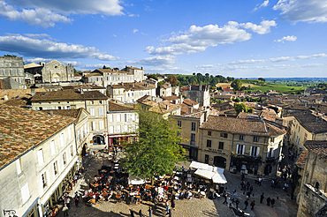 Square of Eglise Monolithe,Saint-Emilion,Gironde department,Aquitaine region,south-western France,Europe