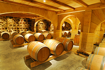 Cellar of Chateau de Mole,Puisseguin,Saint-Emilion,Gironde department,Aquitaine region,south-western France,Europe