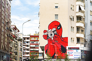 Mural painting, Tirana, Albania, Europe