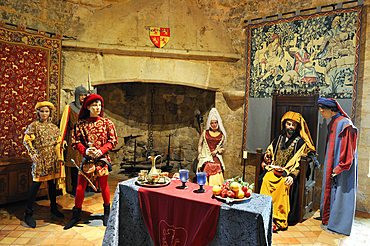 Historical pageant (Thibault de Termes room) of the Museum of Panache Gascon in the Tour de Termes,Termes d'Armagnac,Gers department, Occitanie,southwest of France,Europe