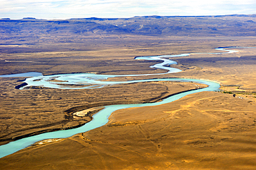 Aerial view of the Santa Cruz River around El Calafate, Patagonia, Argentina, South America