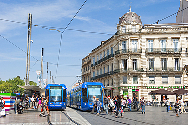Tramway at Montpellier, Herault department,Languedoc-Roussillon, Occitanie region,France,Europe